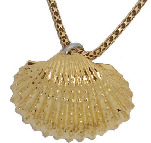 Real sea shell pendant dipped in 24kt gold